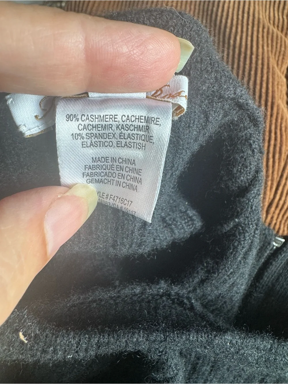 Minnie Rose Cashmere Black Knit Shawl Sweater - Picture 6 of 6